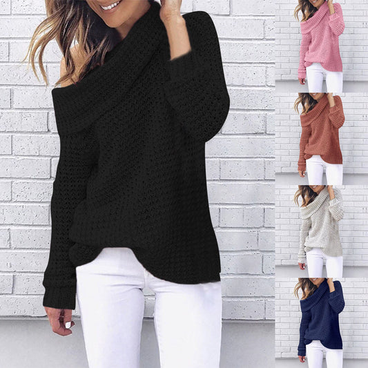 Off Shoulder Skew Collar Sweater