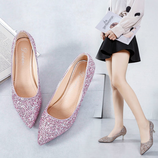 Glitter Boat Pointed Toe Pumps