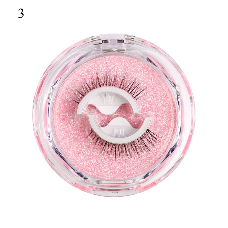 1pair Self-adhesive False Eyelashes Glue Free 3d Strip