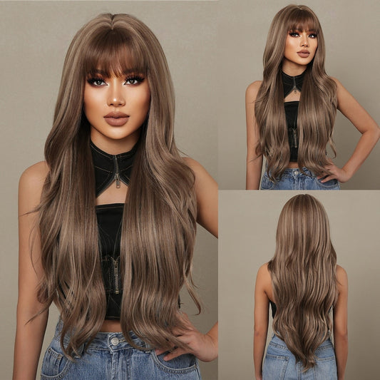 Mixed Blonde Synthetic Wigs with Long Bang