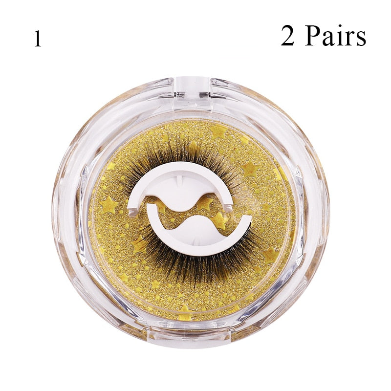 1pair Self-adhesive False Eyelashes Glue Free 3d Strip