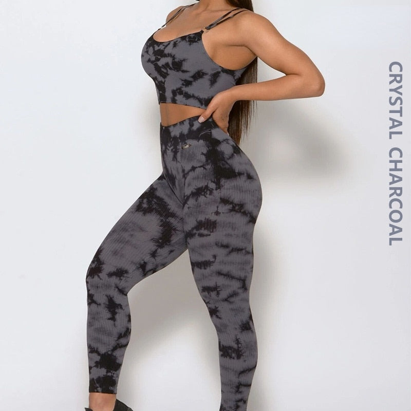 2pc Seamless Tie-dye Yoga Suit Sets