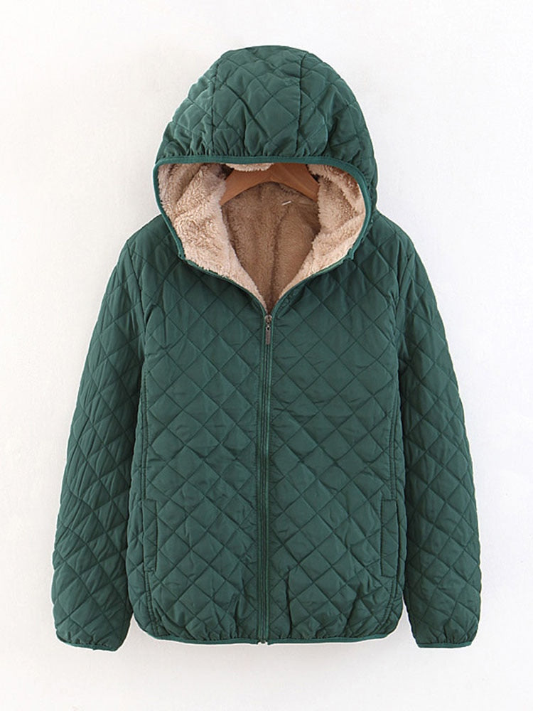 Lamb Hooded Plaid Jackets