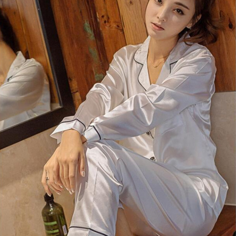 2PC Loungewear Silk Lingere Pajamas Sets