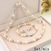 White Pearl Necklace Earring Bracelet Sets