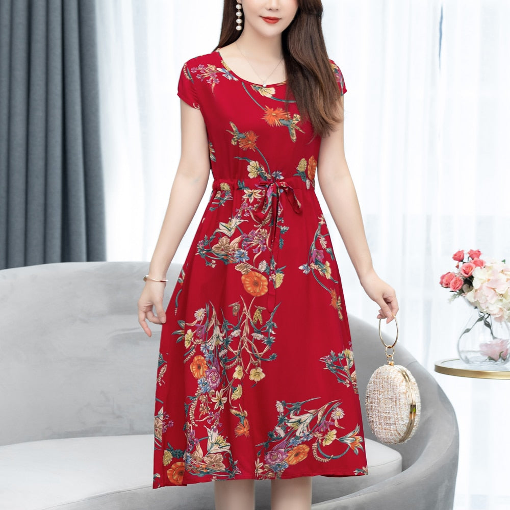 O-neck Short Sleeve Dress