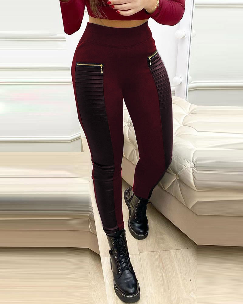 High Waist Pencil Leather Pants