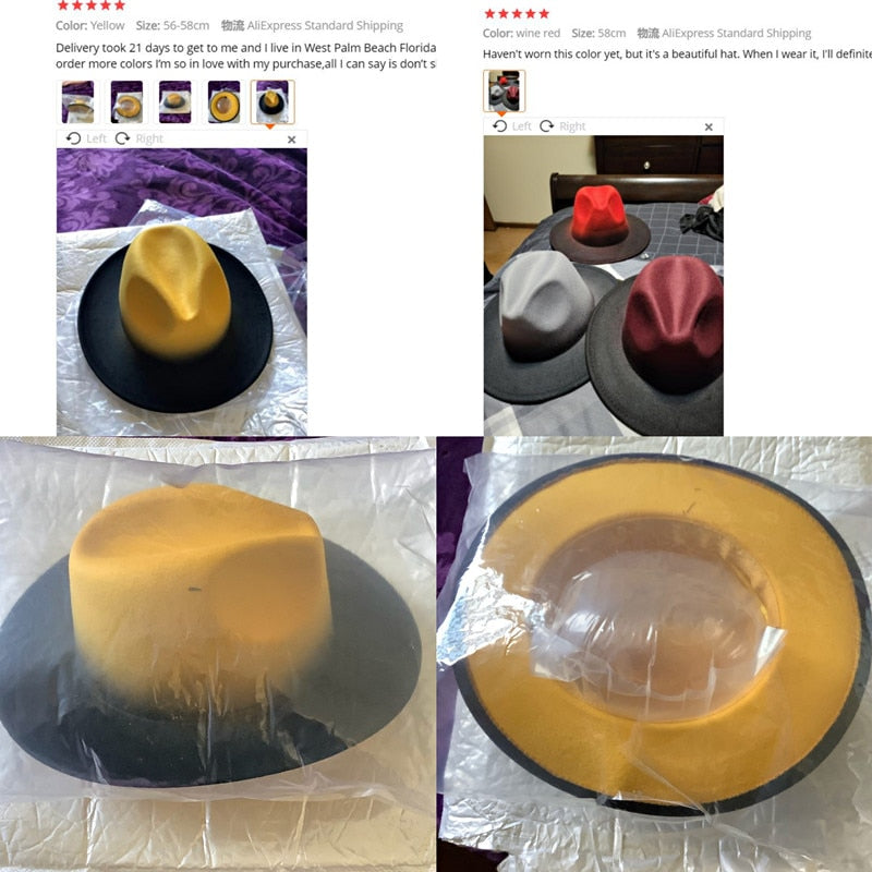 Men Gradient Color Luxury Fedoras