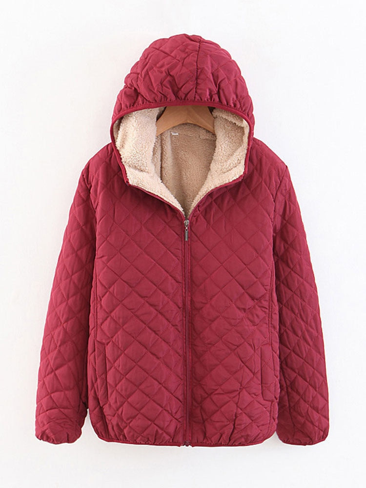 Lamb Hooded Plaid Jackets