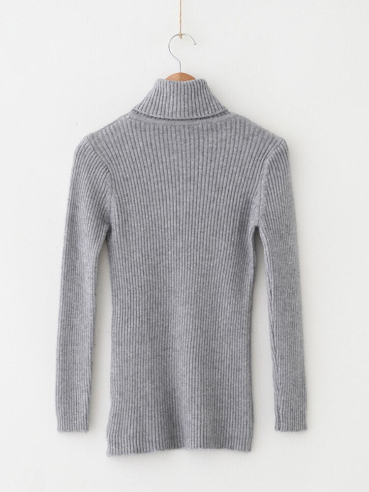 Solid Knit Turtleneck Sweater