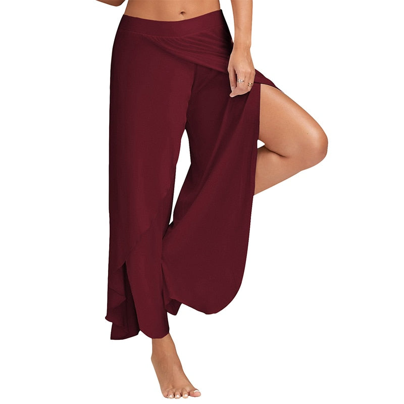 Wide Leg Yoga Split Workout Pants