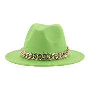 Unisex Thick Gold Chain Band Fedora Hats