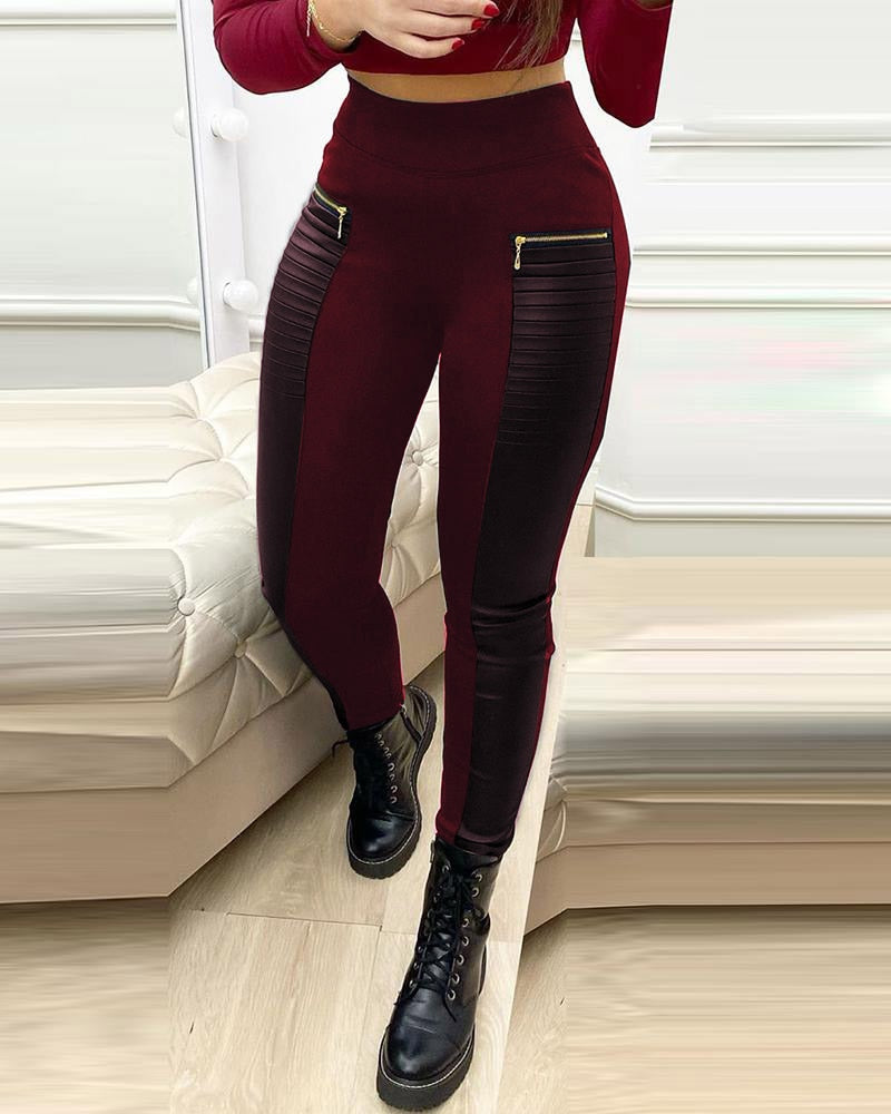 High Waist Pencil Leather Pants