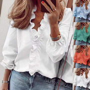 Long Ruffles Sleeve Chiffon Blouses