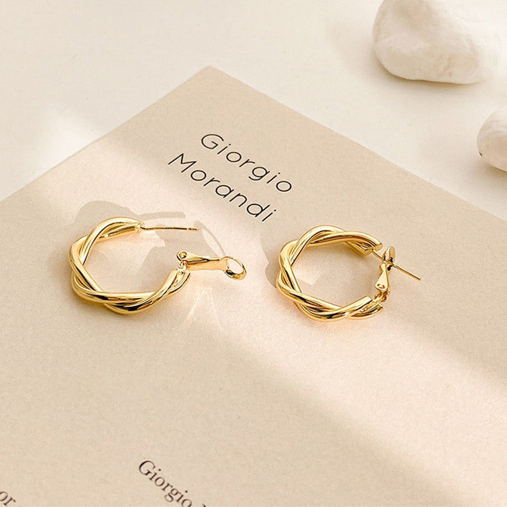 Twist Metal Circle Geometric Earrings