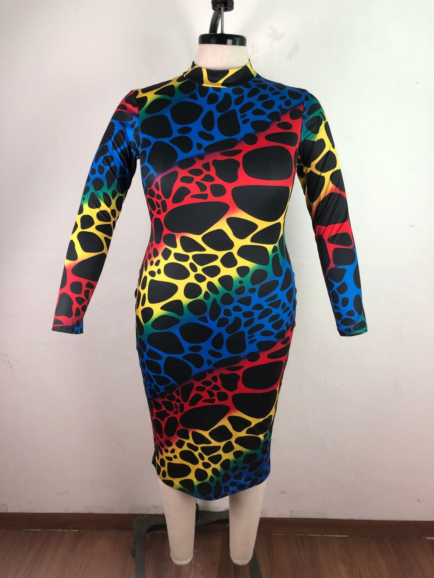 Angle Print Colorful Bodycon Dress