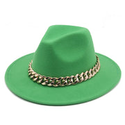 Unisex Thick Gold Chain Band Fedora Hats