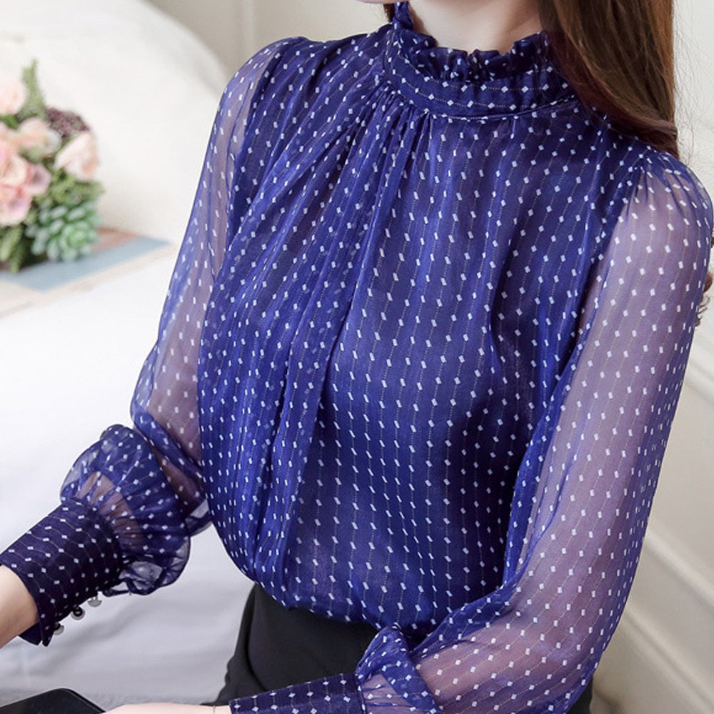 Polka Dots Chiffon Blouses