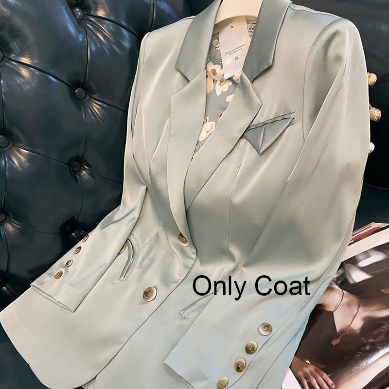 2 Piece Single Breasted Button Coat Slit Mid-Calf Sling Dress