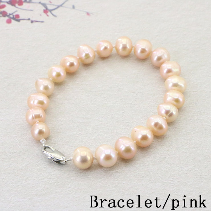 White Pearl Necklace Earring Bracelet Sets