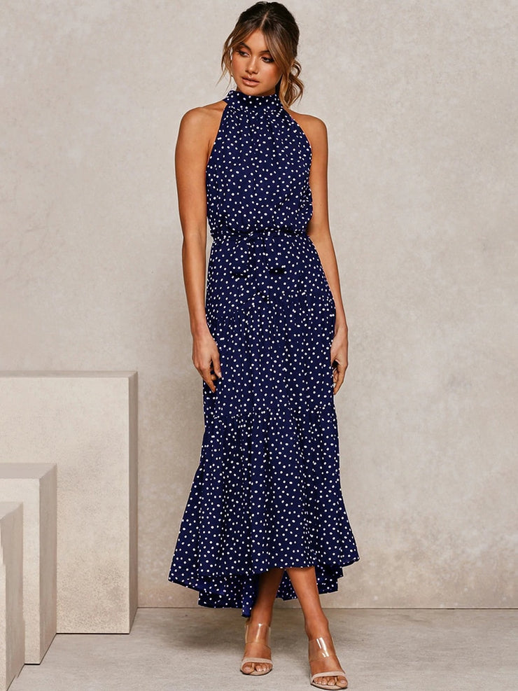 Strapless Long Polka Dot Sundress Dresses