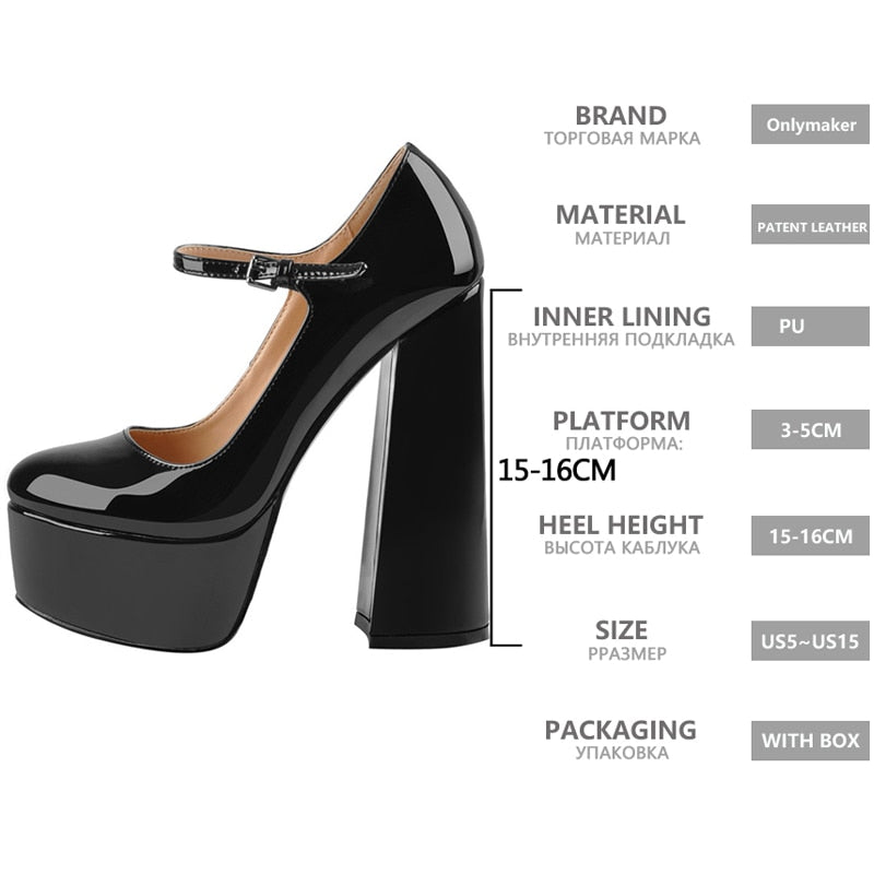 Mary-Jane 16CM Ankle Strap High Heels