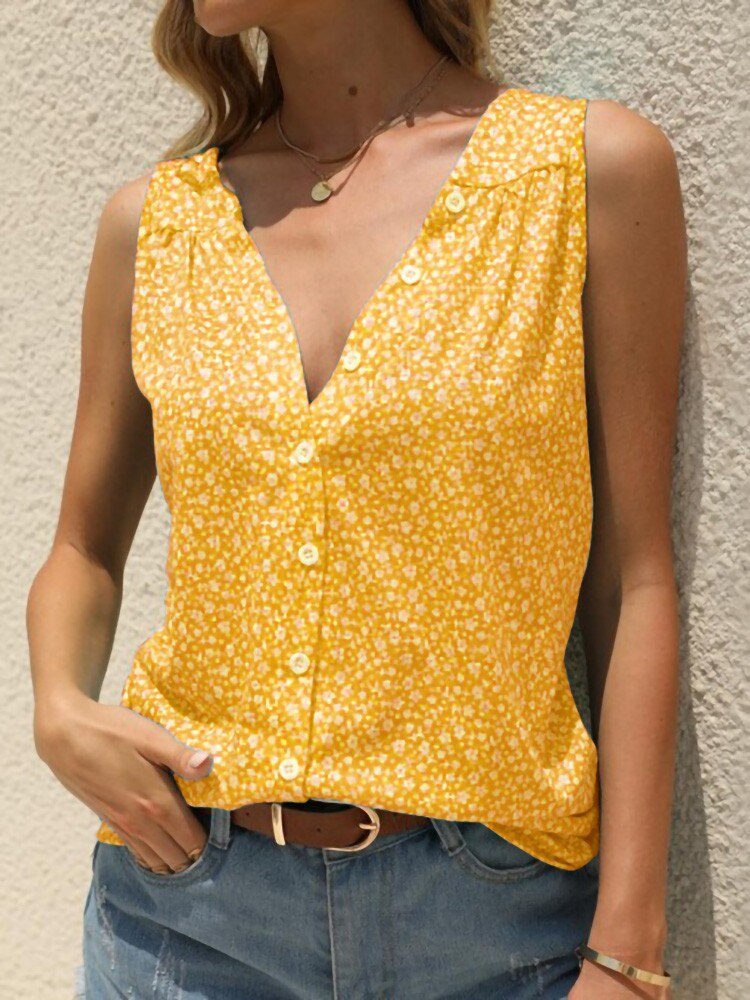 Sleeveless V Neck Blouse