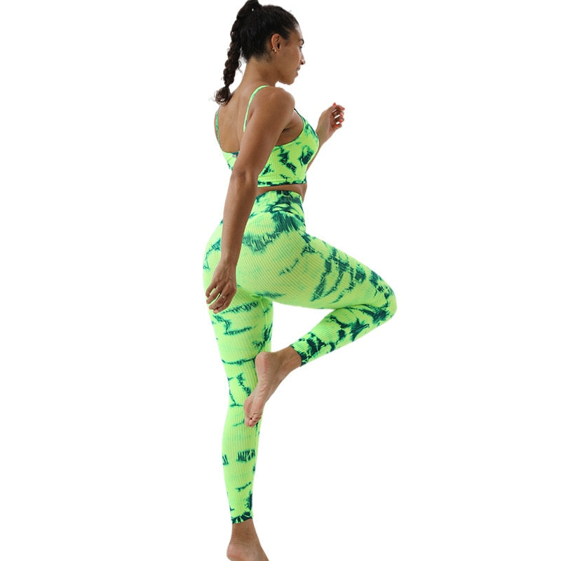 2pc Seamless Tie-dye Yoga Suit Sets