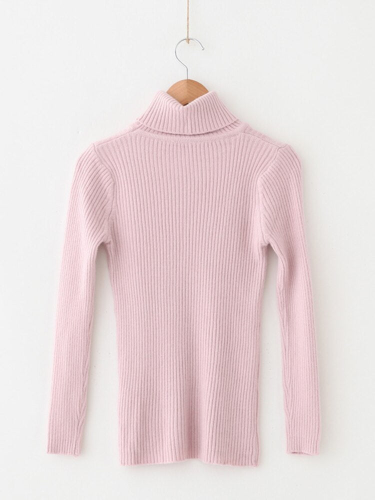 Solid Knit Turtleneck Sweater