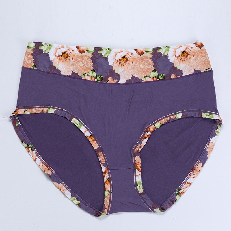 Flower Print High Waist Briefs