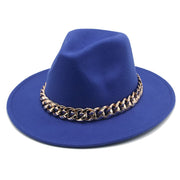 Unisex Thick Gold Chain Band Fedora Hats