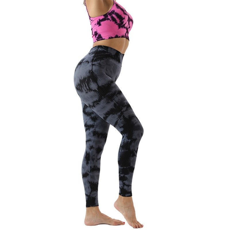 2pc Seamless Tie-dye Yoga Suit Sets