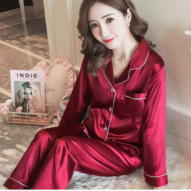 2PC Loungewear Silk Lingere Pajamas Sets