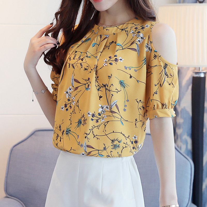 Open Shoulder Floral Blouses