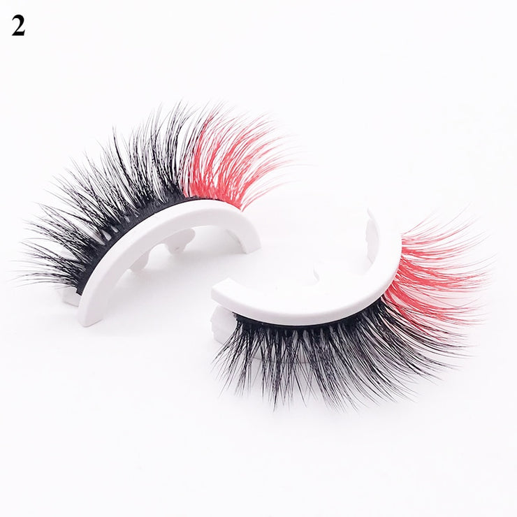 1pair Self-adhesive False Eyelashes Glue Free 3d Strip