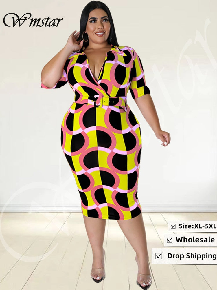 Office Lady Patterned Bodycon Dresses