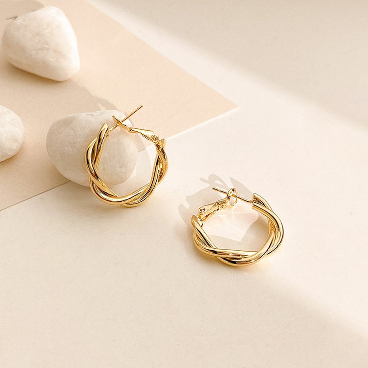 Twist Metal Circle Geometric Earrings