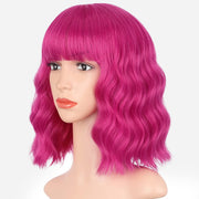 Synthetic Wavy Wig with Bangs Heat Resistant