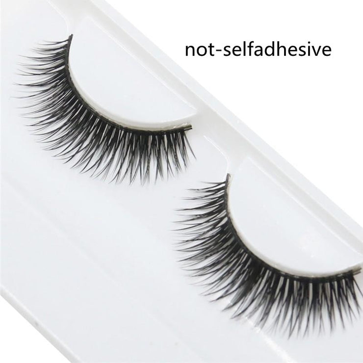 1pair Self-adhesive False Eyelashes Glue Free 3d Strip