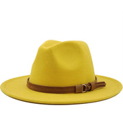 Unisex Kids & Parents Wide Brim Leather Ribbon Fedora