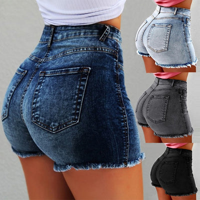 High Waist Ripped Denim Shorts