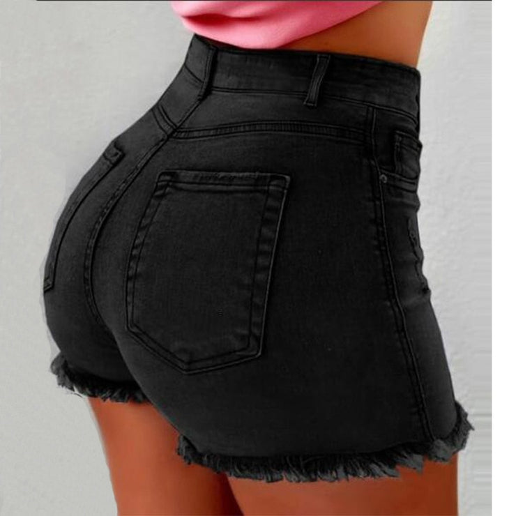 High Waist Ripped Denim Shorts