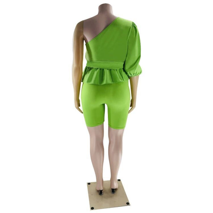 Solid Color 3 Different Style Blouses & Short Sets