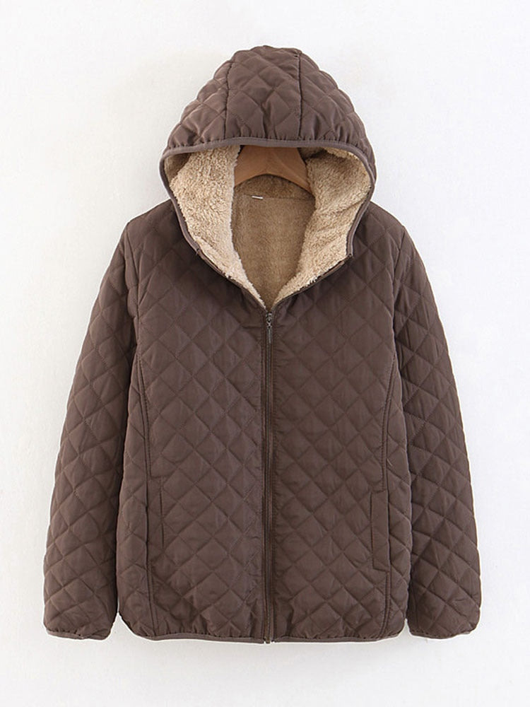 Lamb Hooded Plaid Jackets