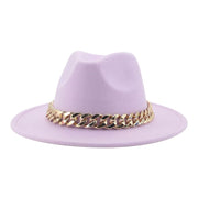 Unisex Thick Gold Chain Band Fedora Hats