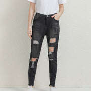 Full Length High Waist Ripped Denim Jeans