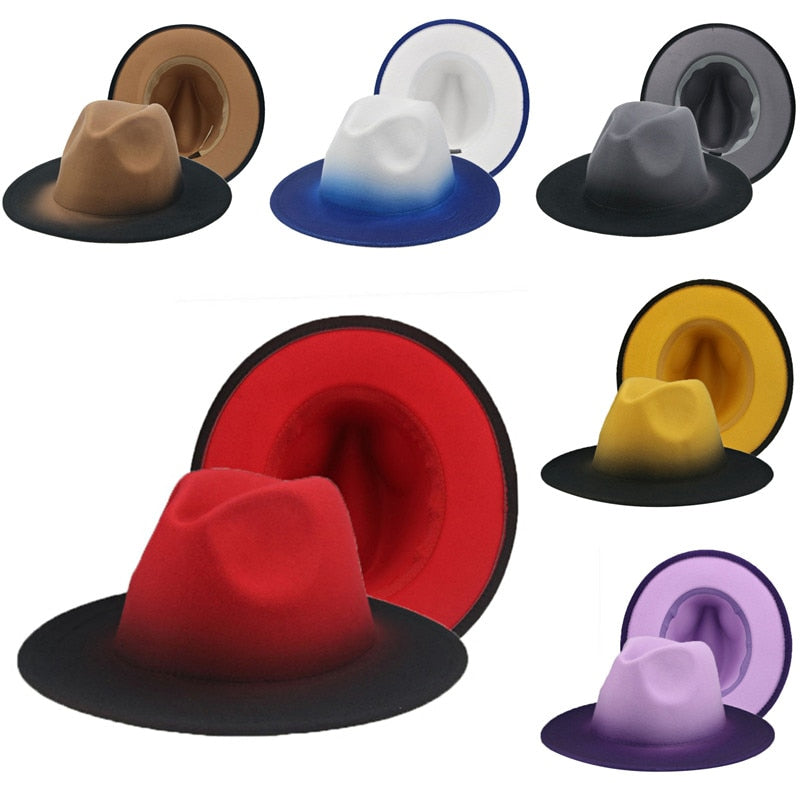 Men Gradient Color Luxury Fedoras