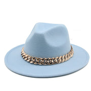 Unisex Thick Gold Chain Band Fedora Hats