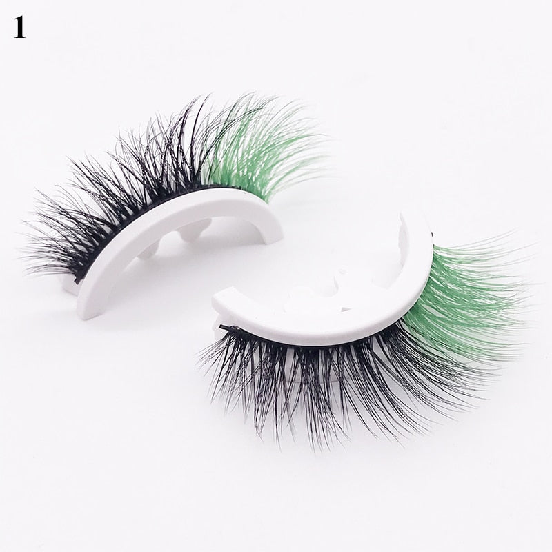 1pair Self-adhesive False Eyelashes Glue Free 3d Strip