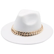 Unisex Thick Gold Chain Band Fedora Hats